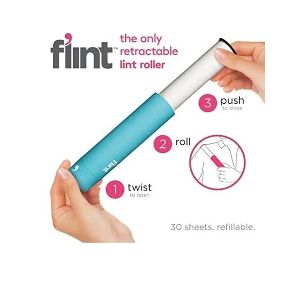 Flint Retractable Lint Roller Refillable Blue - Picture 4 of 4